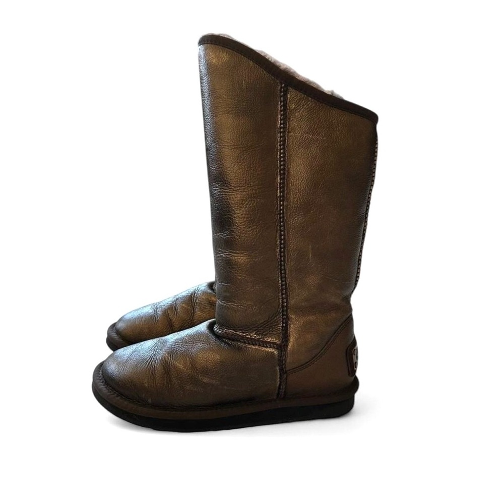 Australia Luxe Collective Bronze Metallic Brown Leather Shearling Boots Size 6